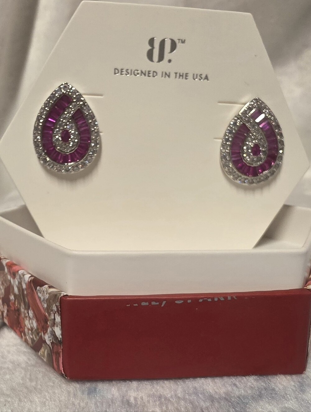 RBP Red Teardrop Crystal Stud Earrings